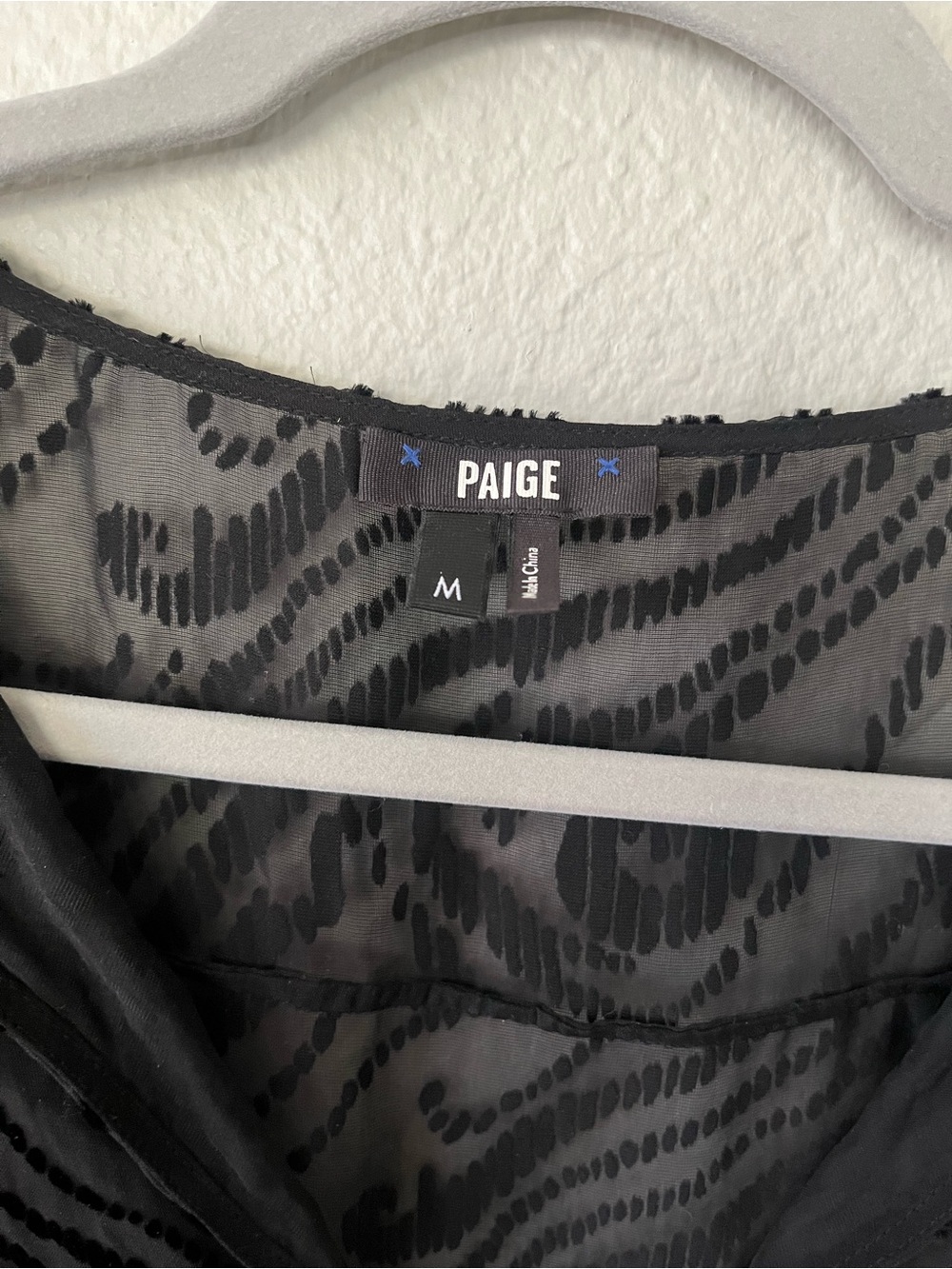 PAIGE Selma Velvet Swirl Pattern With Tassels LS Blouse in Black Women's Size M - Picture 8 of 14